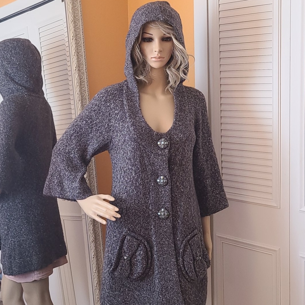 BCBGMaxazria Hooded Grey Sweater Jacket